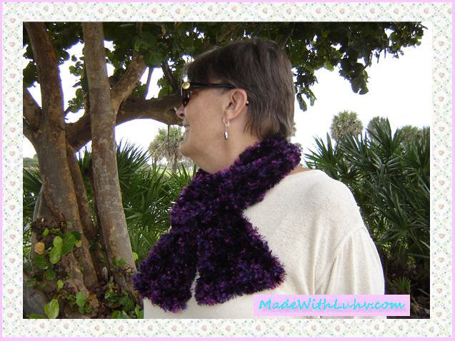 Purple Scarf Hand Knitted