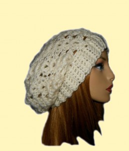 Slouchy Beanie Hat White Cream