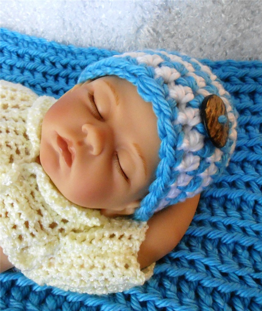 Baby Boy Photo Prop for Sale Bright Blue Baby Photo Prop Blanket and Hat Made With Luhv