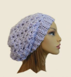 Pale Purple Crochet Slouchy Hat by 2SistersHandmade