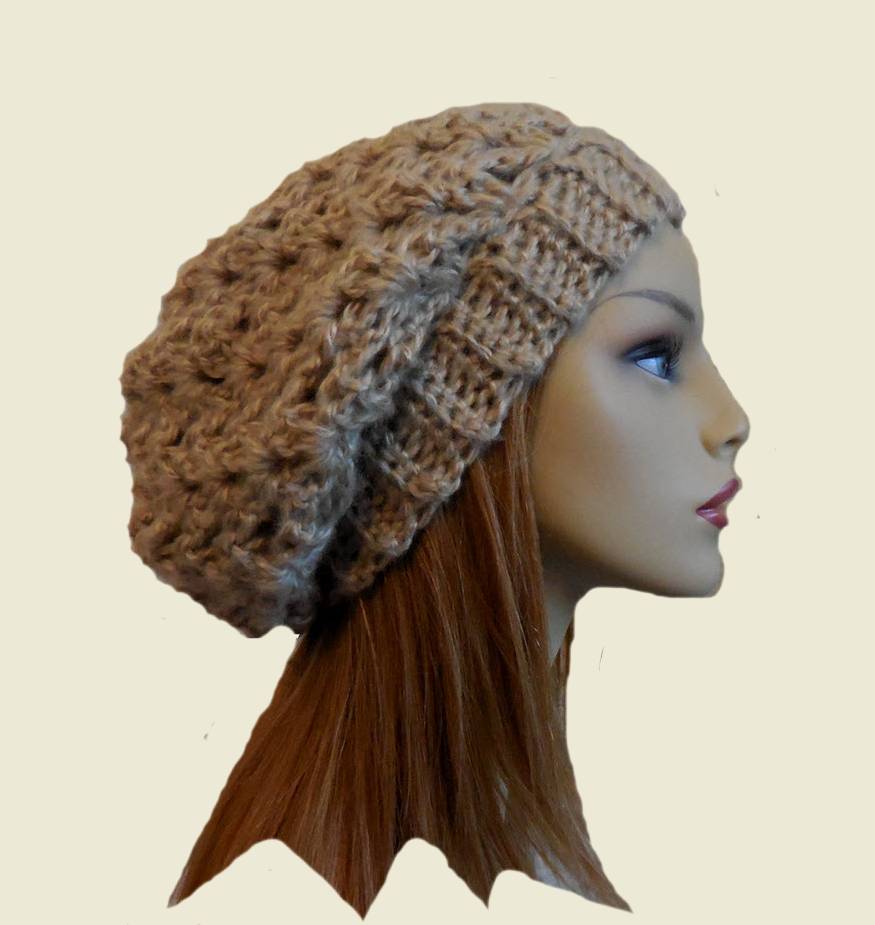 H=handmade crochet slouchy hat beanie